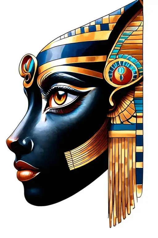dea bastet,  eye of horus Egyptian god tattoo design idea