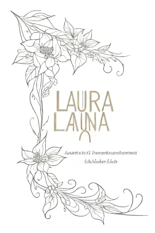 Feder mit Namen Laura Noah Elaine incorporated into the design tattoo design idea