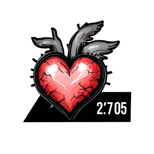 cardio graph with heart with birthdate 2/7/05 tattoo design idea