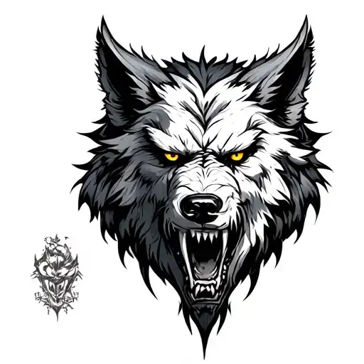I want the head of fenrir on my wrist, but I don't want it to have the aggressive expression that people often put on, I tattoo design idea