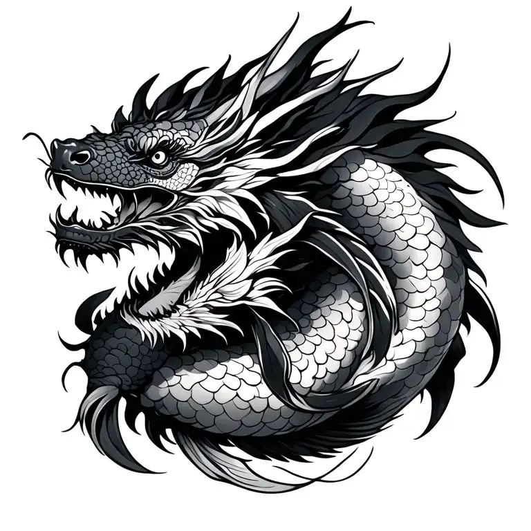 Dragon, Samurai, Koi Fish tattoo design idea