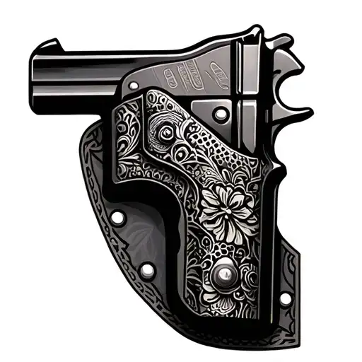 lace gun holster tattoo design idea