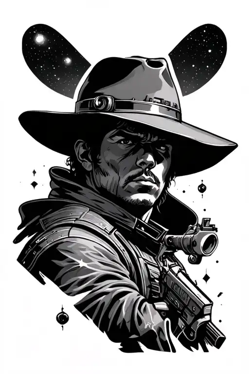 Space Cowboy Sci-fi tattoo design idea