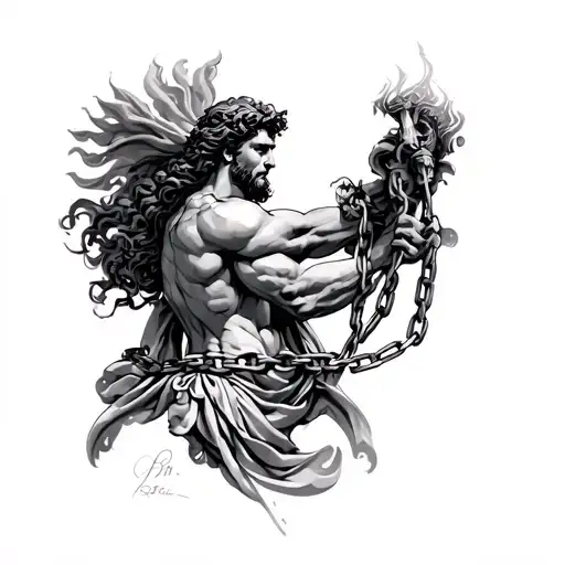 Greek mythology Prometheus chained tattoo design idea