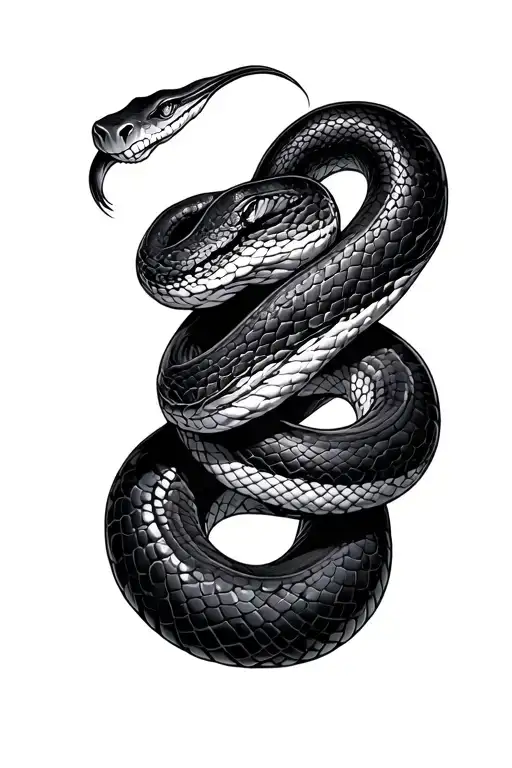 black mamba snake wrapped tattoo design idea