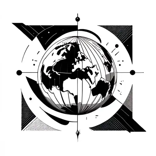 planet earth with tattoo design idea