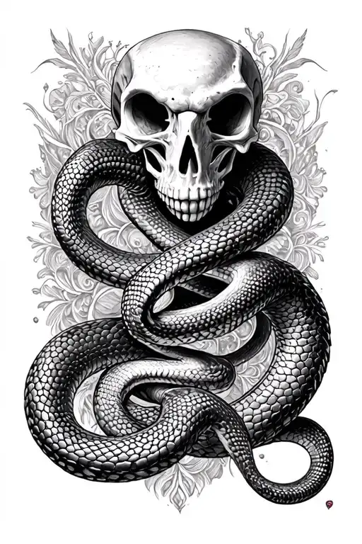 gothic theme snake skeleton in cybersigilism artstyle  tattoo design idea