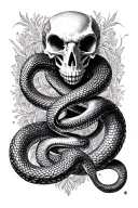 gothic theme snake skeleton in cybersigilism artstyle  tattoo design idea