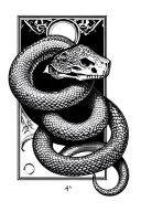 gothic theme snake skeleton in cybersigilism artstyle  tattoo design idea