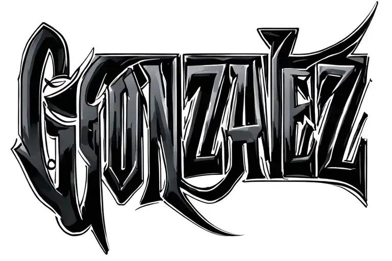 GONZALEZ lettering back tattoo chicano style tattoo design idea