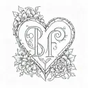 Incorporate a pixel art heart with the initials of your daughters in a sketch-style tattoo tattoo design idea