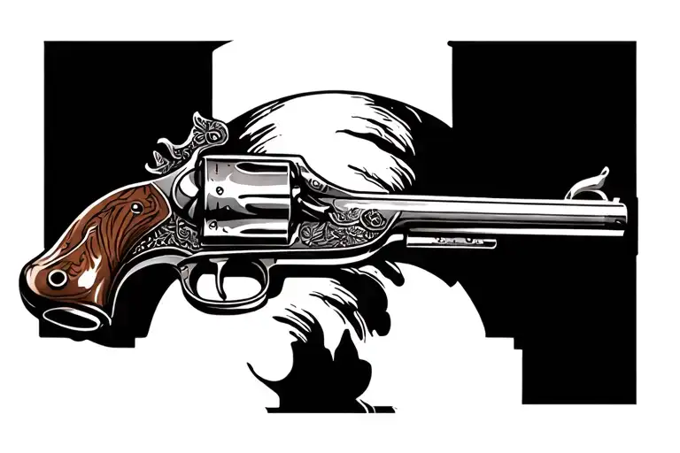 long barrel flintlock pistol tattoo design idea
