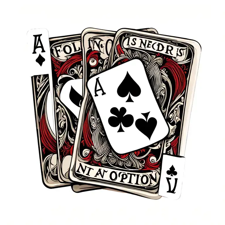 "Folding is not an option" 7 of harts 2 of clubs card tattoo design idea