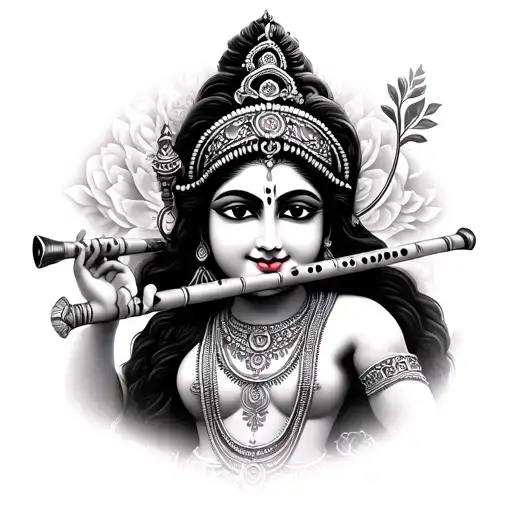krishna flute tattoo design idea
