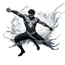 4. Action Pose with Elemental AurasConcept: Depict Jack in action, with one side of his body enveloped in Light Jack's  tattoo design idea
