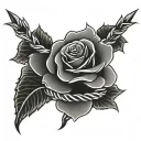 barbed wire with roses intertwined tattoo design idea