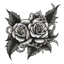 barbed wire with roses intertwined tattoo design idea