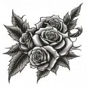 barbed wire with roses intertwined tattoo design idea