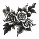 barbed wire with roses intertwined tattoo design idea