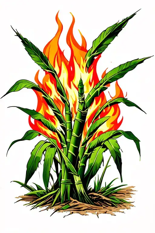 sugar cane field on fire tattoo design idea