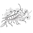 grasshopper and scorpion with flowers tattoo design idea