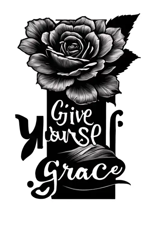 give yourself grace written vertically tattoo design idea