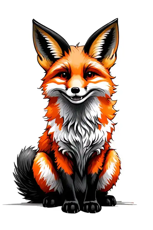 sitting smiling fox sketch style tattoo tattoo design idea
