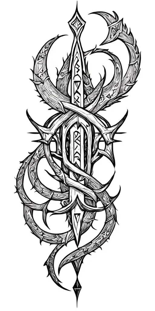 sigil and viking runes intertwined tattoo design idea