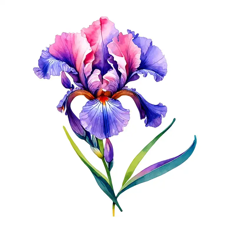 Purple and pink iris tattoo design idea