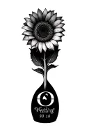 sunflower with initials and wedding date tattoo design idea