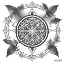 Draw a tattoo/ company logo combining Nordic tree of life; viking compass, the helm of awe,the dara knot, and berserker tattoo design idea