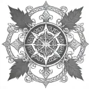 Draw a tattoo/ company logo combining Nordic tree of life; viking compass, the helm of awe,the dara knot, and berserker tattoo design idea