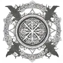 Draw a tattoo/ company logo combining Nordic tree of life; viking compass, the helm of awe,the dara knot, and berserker tattoo design idea