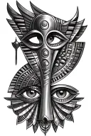 ankh eye of horus and eye of ra with detailed eyes tattoo design idea