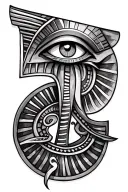 ankh eye of horus and eye of ra with detailed eyes tattoo design idea