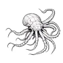 flexible internal shell, segmented soft bodies, siphons, joint appendages, tentacles,camouflage, and claws for fighting tattoo design idea