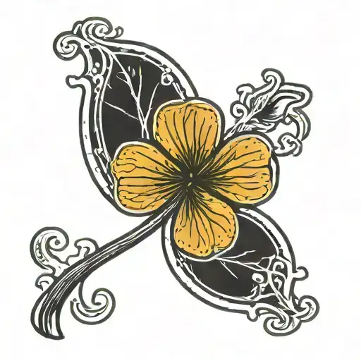 4 leaf clover with P as stem tattoo design idea