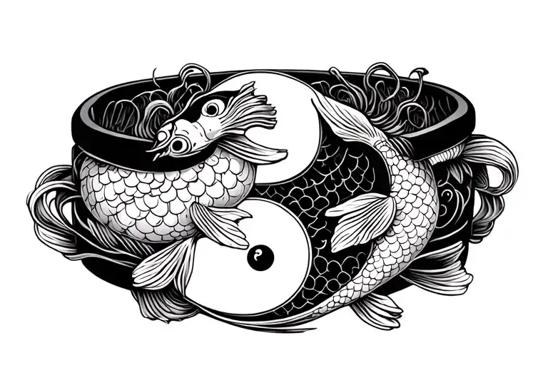 Japanese style bracelet with Koi Yin and Yang fish tattoo design idea