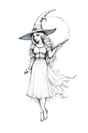 girly witches with moon surrounded stylus femme tattoo design idea