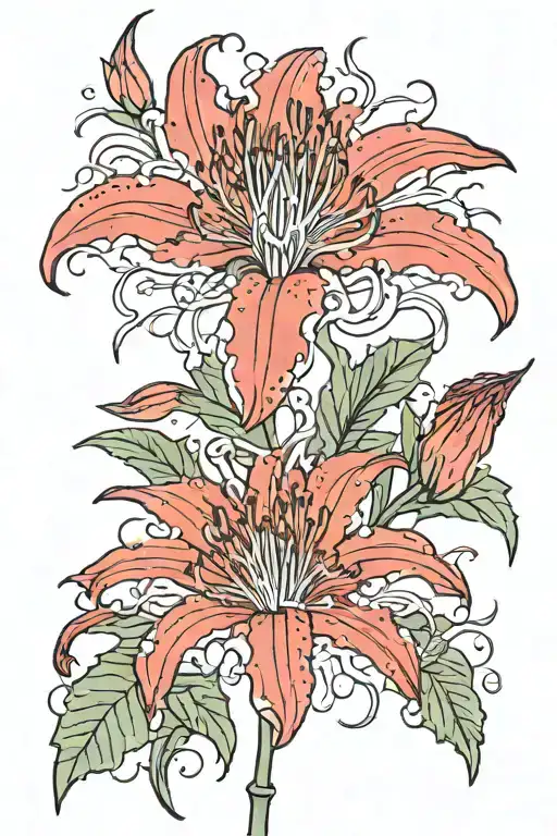 Red spider lily plant with the work wink as the stem tattoo tattoo design idea