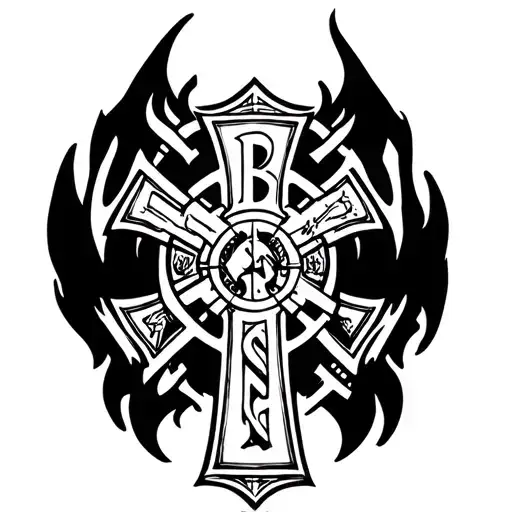 firefighter cross intertwined tattoo design idea