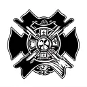 firefighter cross intertwined tattoo design idea