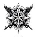 Viking style tattoo incorporating the Valknut, Triskelion, mjolnir, elder futhark runes, fenrir and the Viking compass tattoo design idea