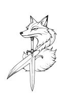 fox around a sword going tattoo design idea