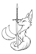 fox around a sword going tattoo design idea