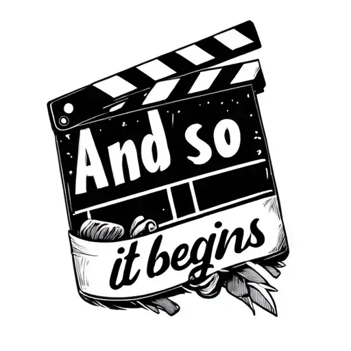 "And so it begins" Clapperboard tattoo design idea