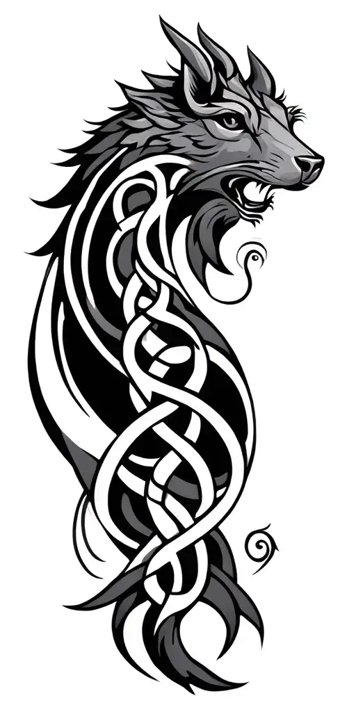 Celtic knotwork animals tattoo design idea