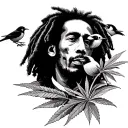 Bob Marley Three Little Birds weed tattoo design idea