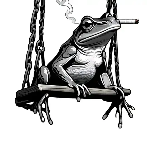 Frog Smoking Cigarette sitting on a swing tattoo design idea