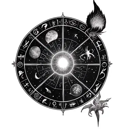 zodiac birth chart tattoo design idea